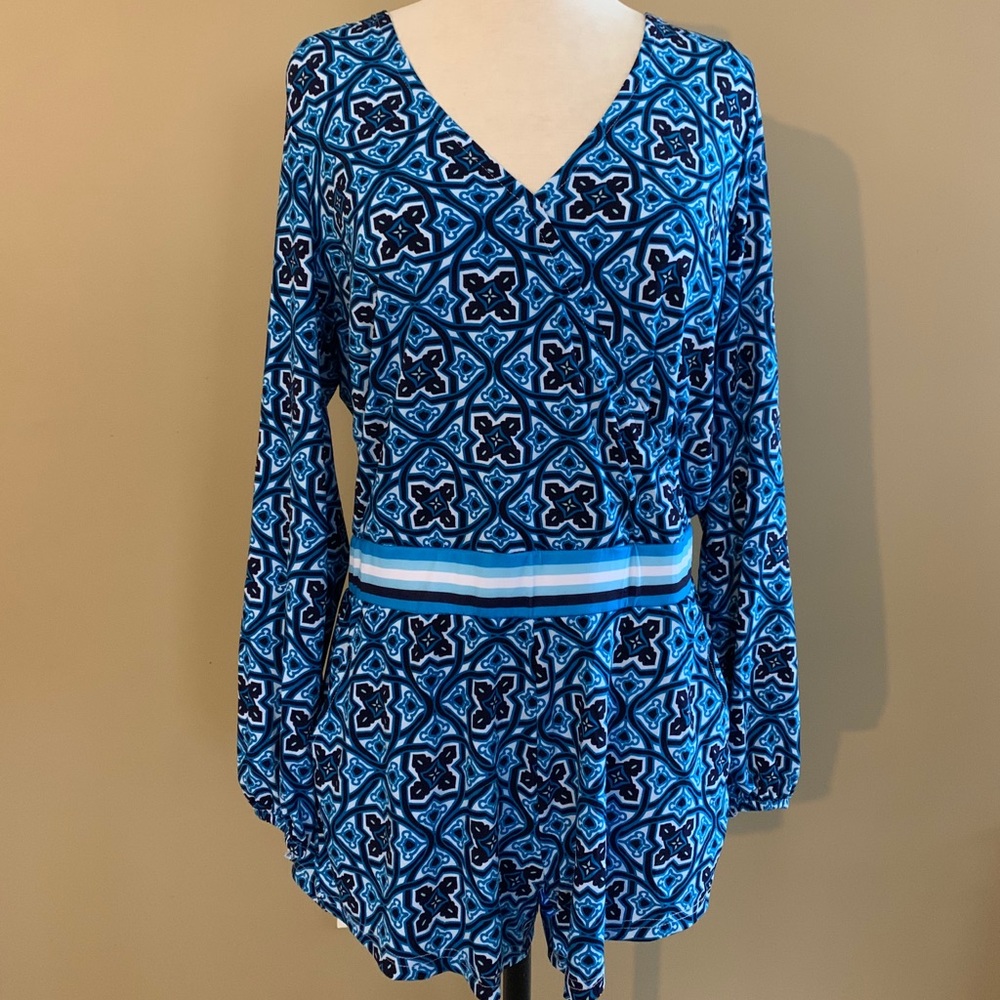 women’s blue patterned romper